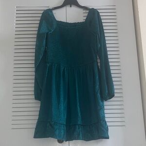Green Long Sleeve Kids Dress